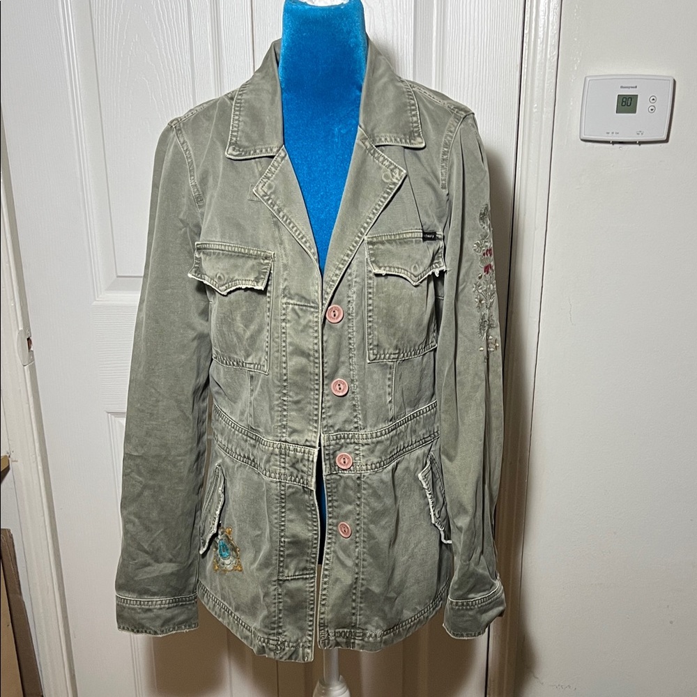Sanctuary Green Cotton Jacket Women’s Small embroidered